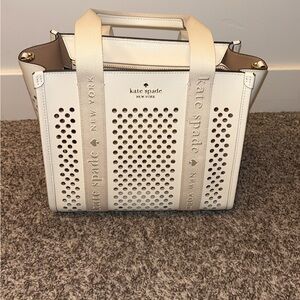 Kate Spade White Perforated Tote Bag- brand new